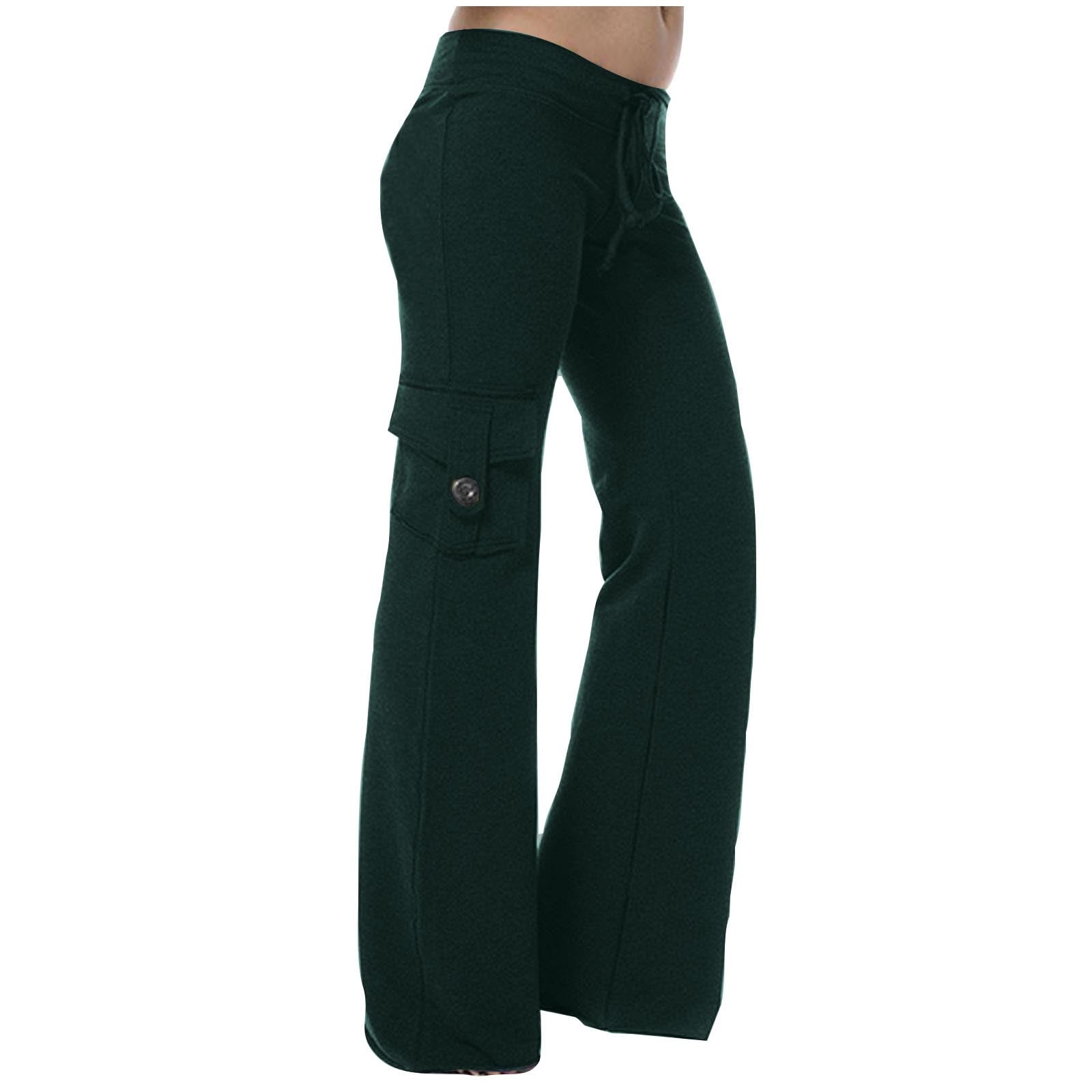 OSFVNOXV Workout Pants for Women Plus Size High Elastic Waist Wide-Leg Yoga Pants Full Length Stretch Cargo Joggers with Multi-Pockets Rollbacks,XS-4XL